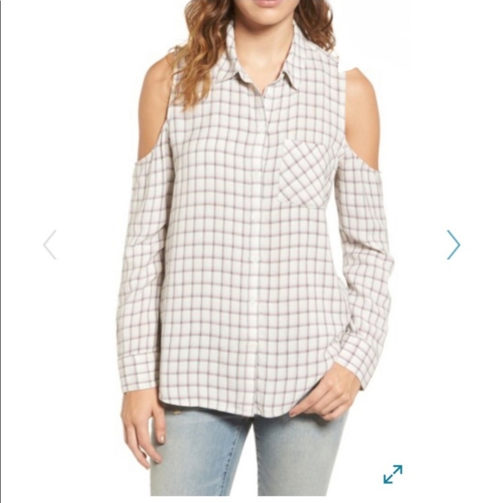 Treasure & Bond NWT Cold Shoulder Button Down, Size Medium